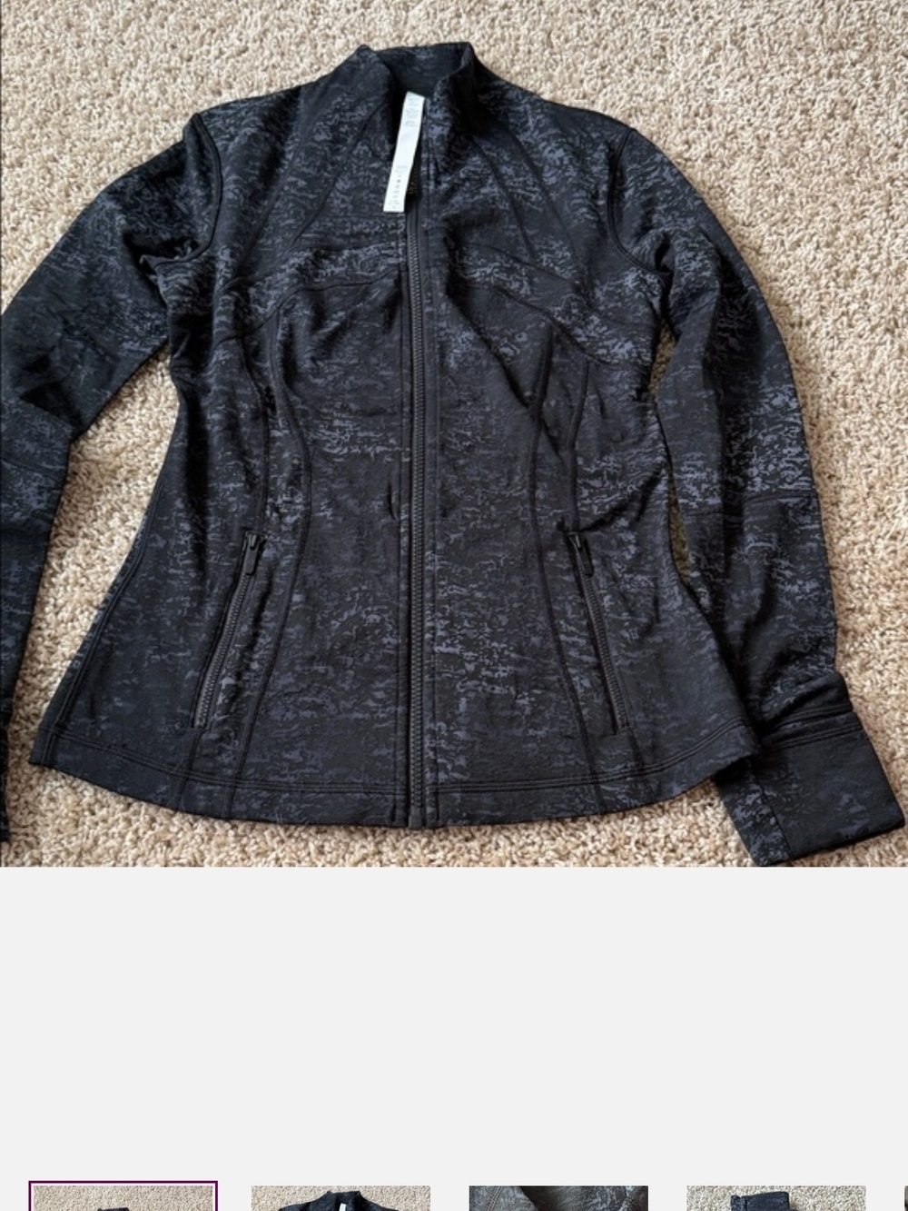 lululemon athletica Black Patterned Full-Zip Varsity Jacket New With Bag